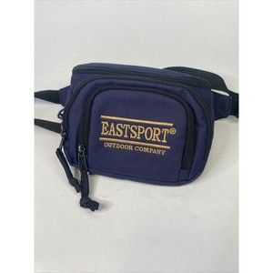 Vintage Eastport Fanny Pack Waist Blue 3 Zipper Pocket Adjustable Strap
